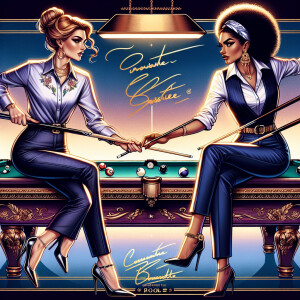 A high-quality digital illustration of two competitive girls pla...