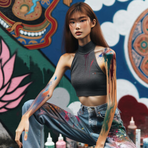 Very thin Athletic Thin skinny Attractive, Asian teenage girl, l...