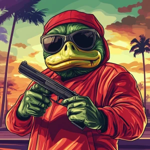 MEME PEPE in GTA art style — — in the style of a Grand Theft Au...