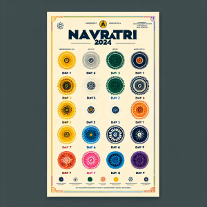 I want flyer like this for navratri 2024 with colours Day1-Yello...