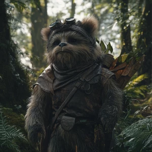 Create an image of an Ewok, a character from the Star Wars unive...