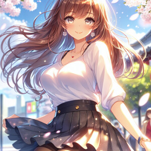 Anime girl wearing short skirt looking gorgeous