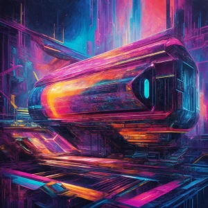 Emanating a kaleidoscope of neon pastels and glitchy patterns, t...