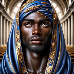 A hyper-realistic image of an African-American Jesus Christ, ser...