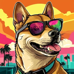 MEME DOGE in GTA art style — Gegen — in the style of a Grand The...