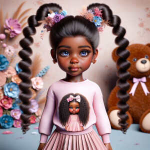 Refine the 3D realistic image of a four-year-old African-America...