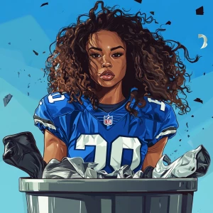 digital art of African American darkskin woman with curly hair w...