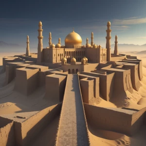 “Ancient City Rising on a Sea of Sand”
This image depicts an an...