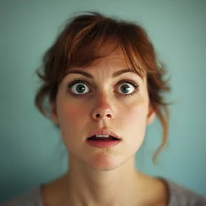 A woman with a little quizzical expression who has just discover...