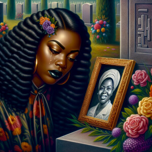 A beautiful light-skinned African-American woman with long wavy...