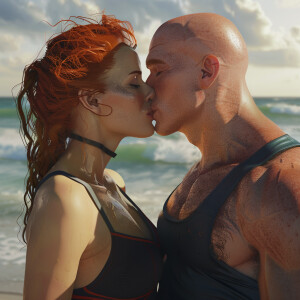 A photorealistic high resolution image. Light ginger haired fema...
