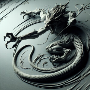 Embossed style  venom,lunging forward with an outstretched hand,...