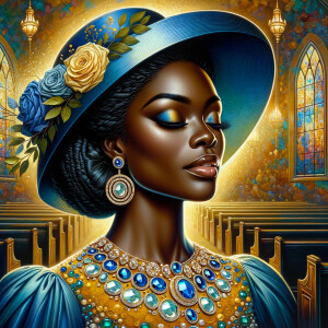 A spiritually enriching illustration portrays an African America...