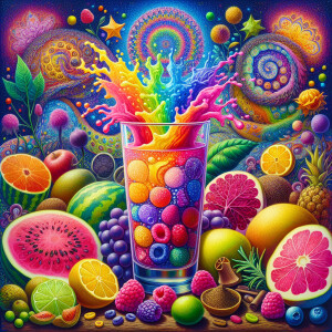 draw a glass of happy juice. make it really happy juice and rain...