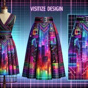 Cyberpunk skirt using neon colors and shapes