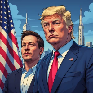 Trump with Elon Musk in gta art style