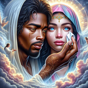 Ensure that the image distinctly represents both Jesus Christ an...