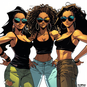 Create a trio of superheroines consisting of Asha Williams (28 y...