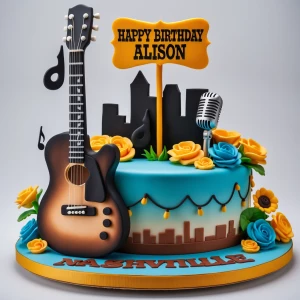 Creating an ultra-realistic cake design with a Nashville theme s...