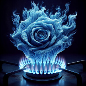 Imagine the blue flame of a gas herd that is drawing the face of...