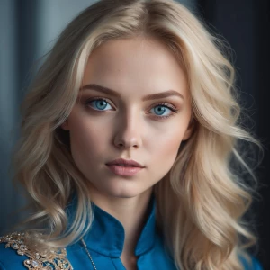 Portrait of a stunning 25-year old blonde Russian female with bl...