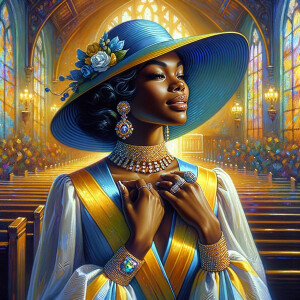 A spiritually enriching illustration portrays an African America...
