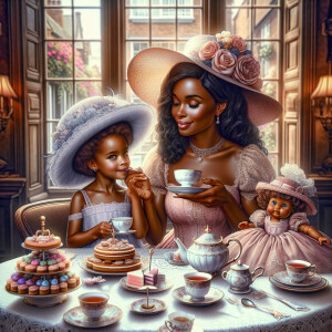 "Create a vivid airbrushed illustration depicting an African Ame...