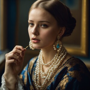 russian girl version of Girl with pearl earing by Johannes verme...