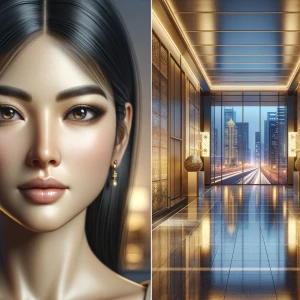 Create an image of an ultra-luxury modern hallway in Dubai durin...
