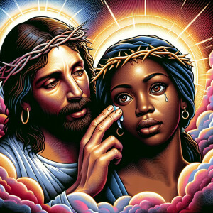 Ensure that the image distinctly represents both Jesus Christ an...