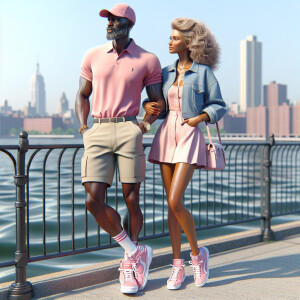 3D image of an attractive 50 year African American couple, they...