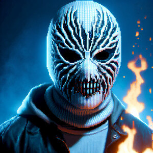 8k resolution, cinematic photo image of a glass blown blue menac...