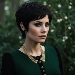 Create a hyper-realistic image of Alice Cullen characterized by...