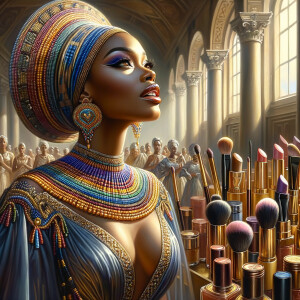 Create an airbrush oil painting of an African American woman wit...