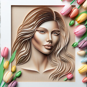 the art of pressing paper to outline a 3D face of a beautiful wo...