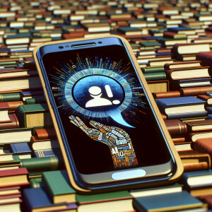 Picture of iPhone with ChatGPT emblem surrounded by an endless s...