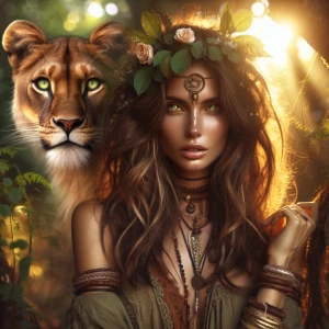 A bohemian lioness spirit, inspired by a real woman—she has long...