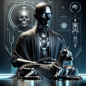photo-style image of the Grim Reaper seated solemnly in a gravey...
