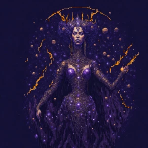 An award-worthy 16-bit art portrait of a celestial empress rulin...