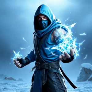 Design an image of Sub-Zero from the Mortal Kombat series, with...