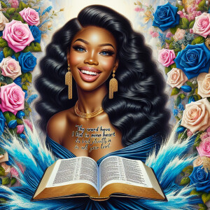 Create an image of an ultra-light-skinned African-American woman...