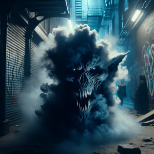 a ultra-realistic, cinematic image of a macabre vampire-goblin m...