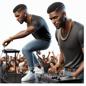 3D image of a Handsome LIGHT SKIN African American young DJ. He...