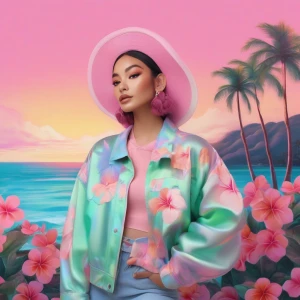 Generate an image that fuses neon and glitter textures with soft...