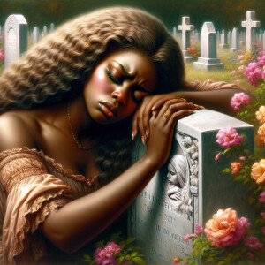 A beautiful light-skinned African-American woman with long wavy...