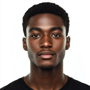 Create an image of a 22-year-old African American man with a cle...