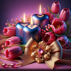 "Create a digital image of a romantic and luxurious Valentine's...