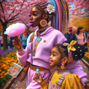 Airbrush style: Cherry blossom festival landscape . A beautiful...