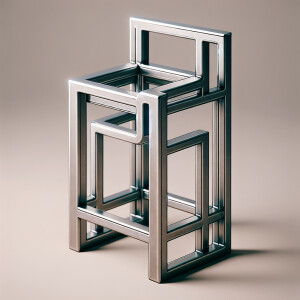 Draw a bar stool with a frame made of a square metal profile