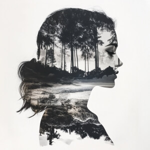 Double-masking photography, double exposure, an exquisite ink pa...